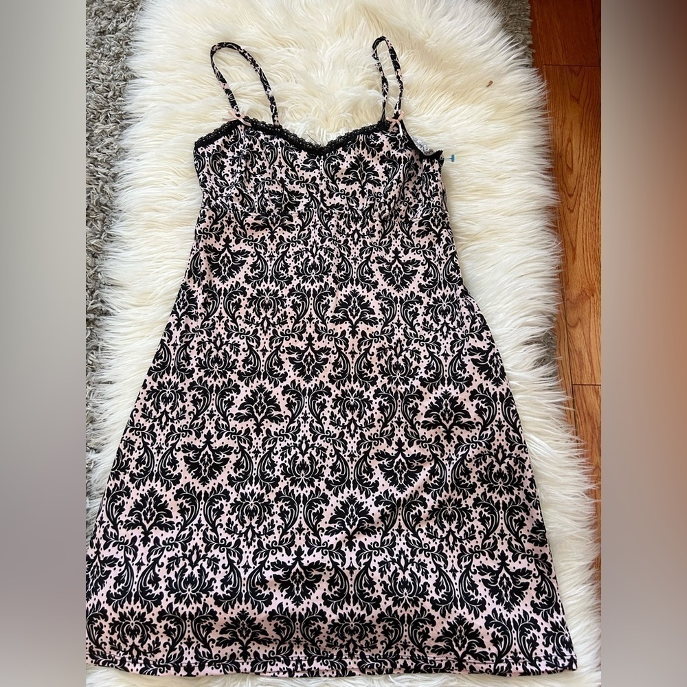 Pink & Black Damask Print Dress